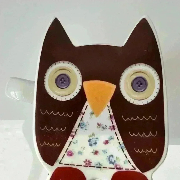 Disaster Design UK Blue White Small Owl Illustrated Tea Mug with Top Lid  Cover - Picture 12 of 15